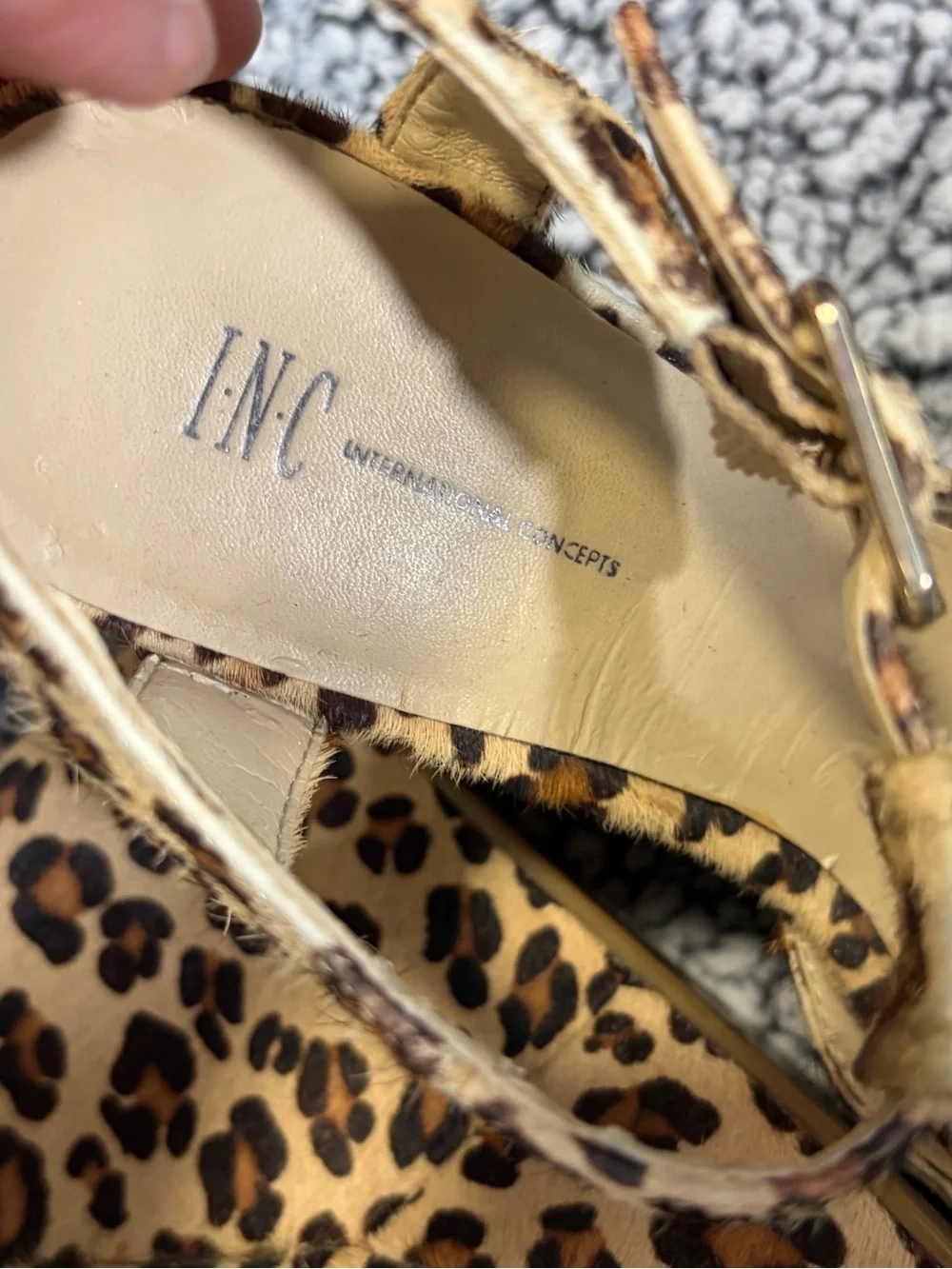 INC International Concepts Leopard-Print Tan and Black Platform Wedges